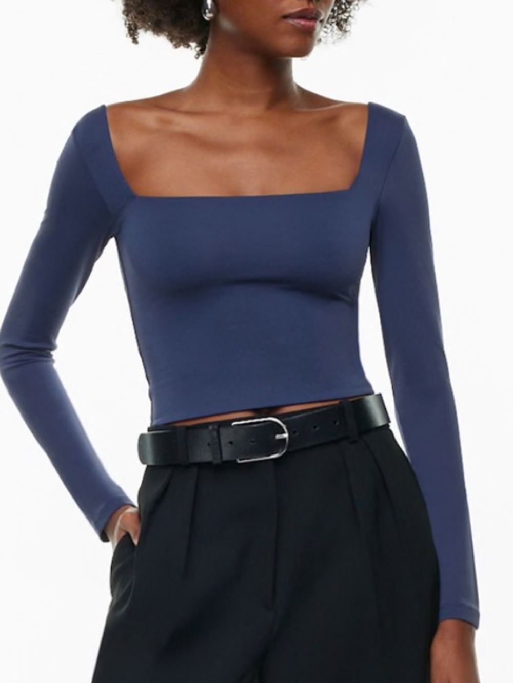 Aritzia Contour Square Neck Long Sleeve Top - Blue